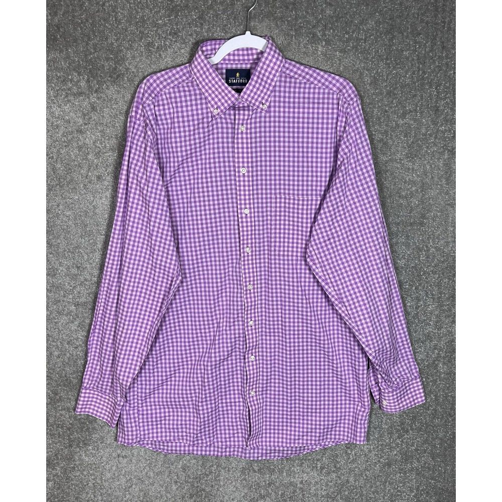 Stafford Travel Easy‎ Care Broadcloth Button Shirt Mens Size 16.5 X-Tall Purple